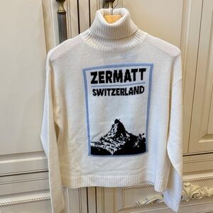 ZARA CREAM TURTLENECK SWEATER WITH ZERMATT DESIGN SIZE MEDIUM